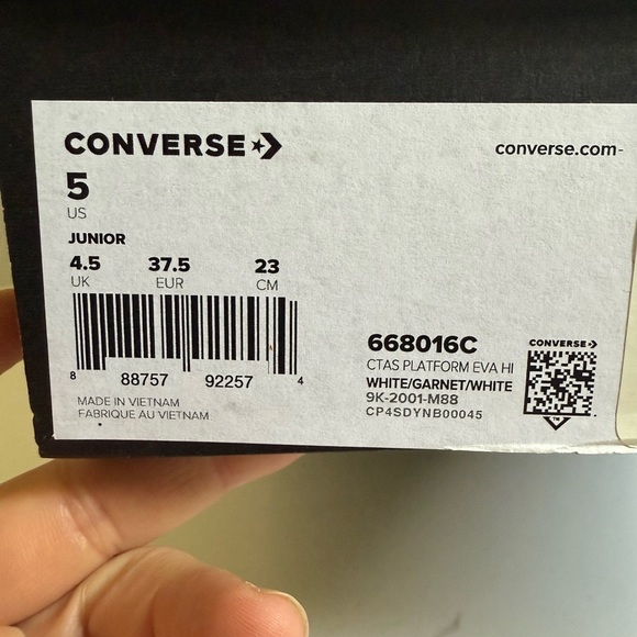 Converse White Garnet High-Top platform Sneakers junior 5 - Picture 4 of 5